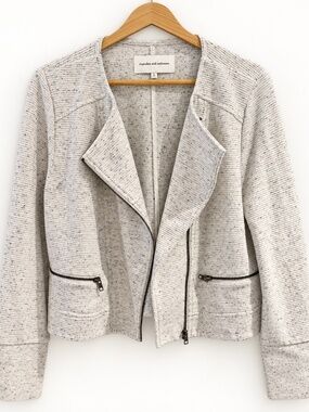 Cupcakes and Cashmere Speckled Knit Moto Jacket Large